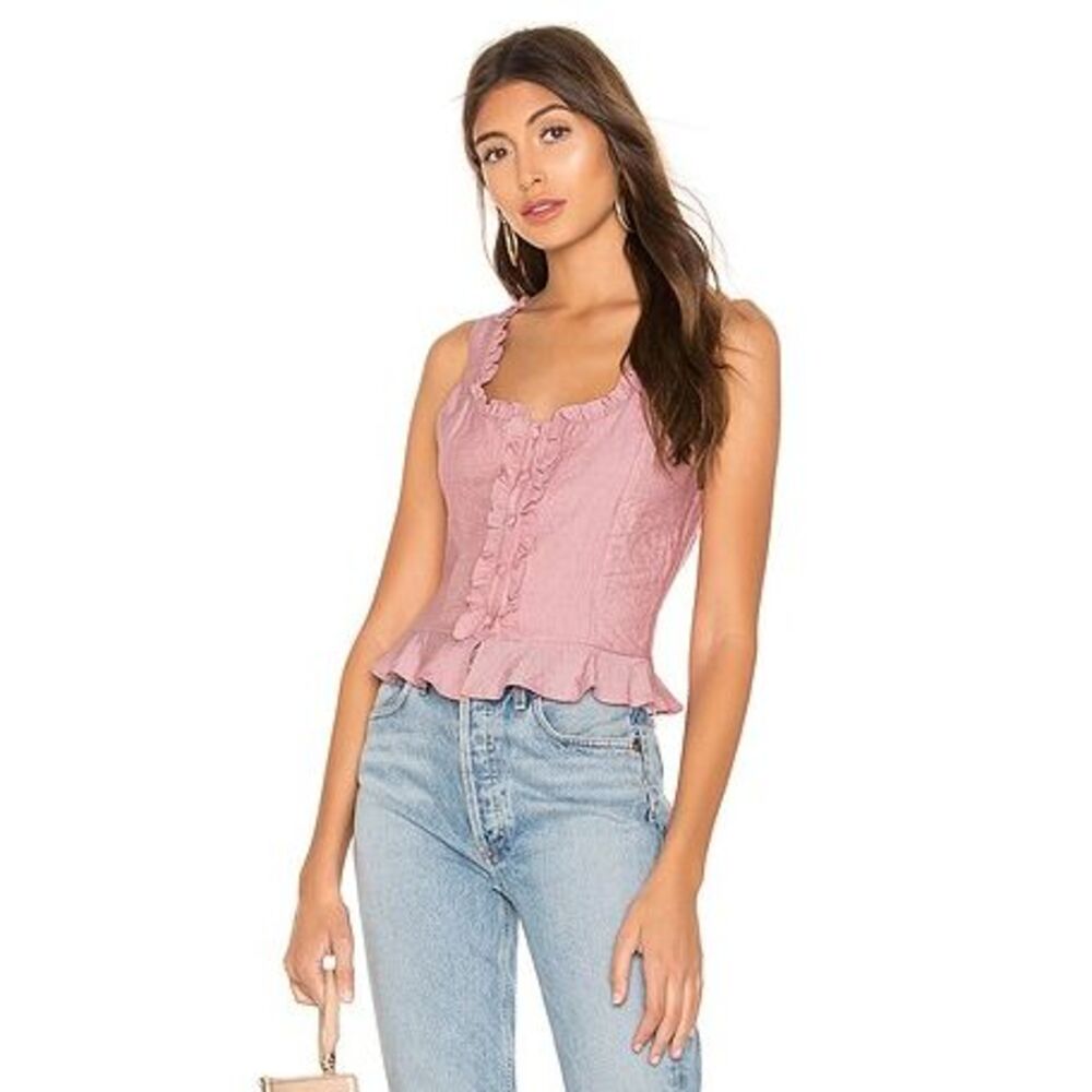 Revolve Superdown Zena Button Front Top Womens‎ S Preppy Coquette Girl Romantic